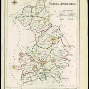 1845 Original Colour Antique Map of CAMBRIDGESHIRE by Lewis & Co (LM)