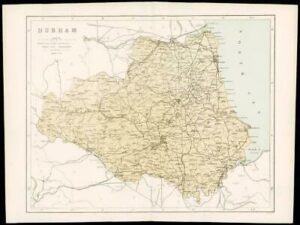 1865 - Original Antique Map of "DURHAM" by W Hughes (NG40)