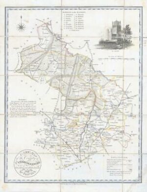 1830 - Original Decorative Antique Folded Map CAMBRIDGESHIRE by Thomas Dix
