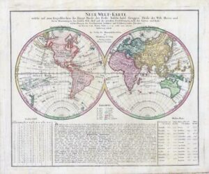 1784 LARGE Map NEUE WELT KARTE New World Double Hemisphere by Homann (HM)