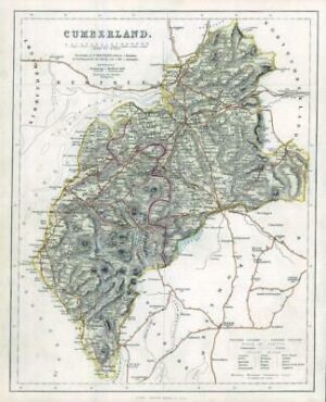 1842 Engraved Map of CUMBERLAND by Fisher (FM2/7)