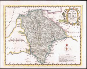 1764 Antique Map of DEVONSHIRE by Thomas Kitchin (KCM20)