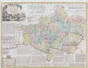 1760 AN ACCURATE MAP OF DORSET SHIRE DIVIDED HUNDREDS by Bowen (LM20-56)