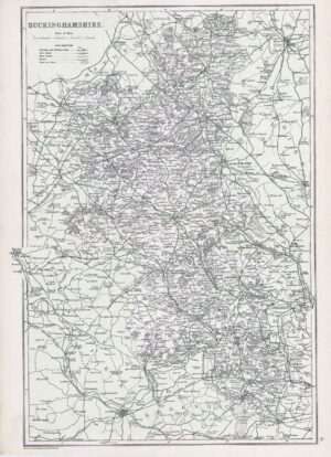 1912 Original Antique Map of BUCKINGHAMSHIRE by G W Bacon (BLS-1)