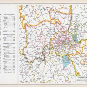 1912 Map of LONDON-PARLIAMENTARY Middlesex Surrey Essex Hertford (BLS-17)