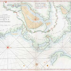c1748 Sea Chart SEA COASTS IRELAND DUBLIN to LONDONDERRY Lough Foyle