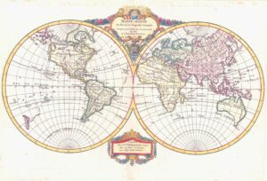 1795 MAPPE MONDE PAR ROBERT DE VAUGONDY Double Hemisphere World Map (LM-1)