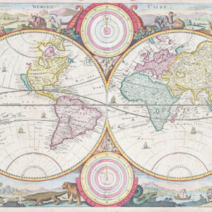 c1680 WERELT CAERT Polus Archticus Antarcticus WORLD MAP by Stoopendaal