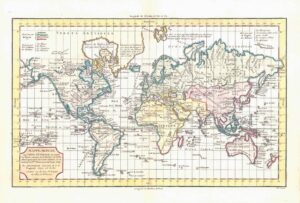 c1795 MAPPE MONDE OU CARTE GENERALE World Map by Vaugond Mercator (LM-11)