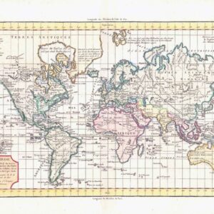c1795 MAPPE MONDE OU CARTE GENERALE World Map by Vaugond Mercator (LM-12)