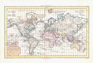 c1795 MAPPE MONDE OU CARTE GENERALE World Map by Vaugond Mercator (LM-12)