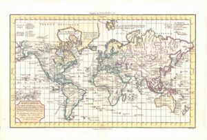 c1795 MAPPE MONDE OU CARTE GENERALE World Map by Vaugond Mercator (LM-13)