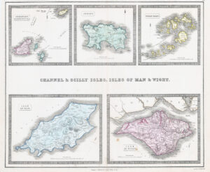 1851 Large Antique Map CHANNEL ISLANDS AND SCILLY ISLE OF MAN WIGHT (GPM11)