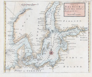 1745 CHART OF THE BALTICK OR EAST SEA GULF FINLAND Baltic Norway Moll (LM32-21)
