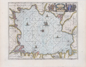c1672 PASKAERT VANDE CASPISE ZEE Sea Chart CASPIAN SEA Oliver Dapper (LM32-24)