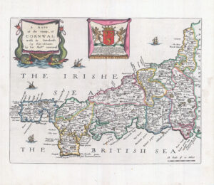 1673 A MAPP OF THE COUNTY OF CORNWAL Cornwall Antique Map by Richard Blome