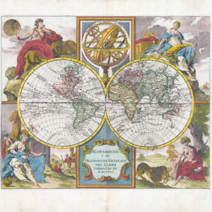 c1750 MAPPAMONDO DESCRIZIONE GENERALE DEL GLOBO World Map ALBRIZZI (LM38)