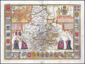 1676 Original Antique Map of CAMBRIDGESHIRE by John Speed Bassett Chiswell (LM57)