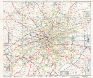 1947 Royal Automobile Club Official Map ROUTES IN OUT LONDON Large Folding Map
