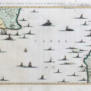 1709 Large Antique Map CARTE PARTICULIERE D'UNE PARTIE England KENT Ships (LM10)