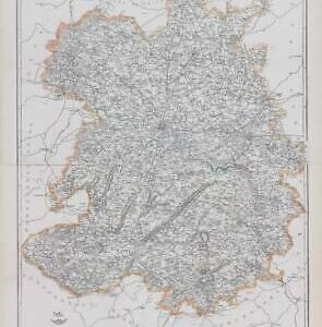 1863 Large Antique Map SHROPSHIRE by Edward Weller (DA10)
