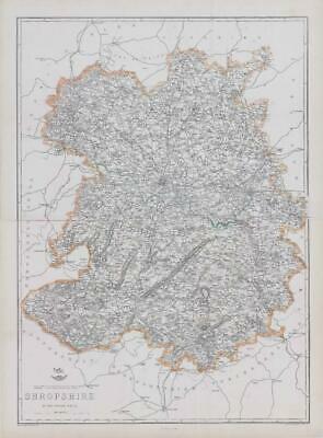 1863 Large Antique Map SHROPSHIRE by Edward Weller (DA10)