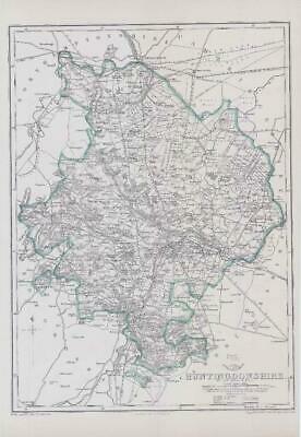 1863 Large Antique Map HUNTINGDONSHIRE by Weller (DA92)