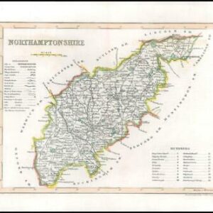c1845 Antique Map of NORTHAMPTONSHIRE by J Archer (LSM35)