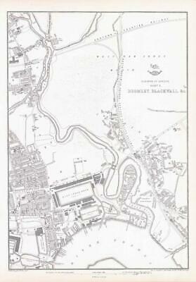1863 Map SUBURBS OF LONDON Sheet 3 BROMLEY BLACKWELL & c Edward Weller (DA130)