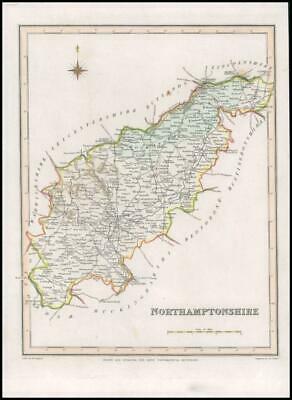 1840 Original Antique Map of NORTHAMPTONSHIRE by Lewis (LSM59)