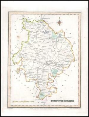 1840 Original Antique Map of HUNTINGDONSHIRE by Lewis (LSM61)