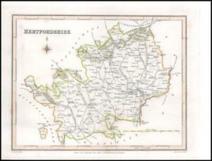 1840 Original Antique Map of HERTFORDSHIRE by Lewis (LSM60)