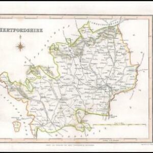 1840 Original Antique Map of HERTFORDSHIRE by Lewis (LSM60)