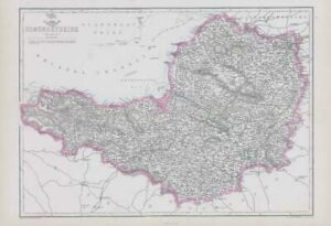 1863 Large Antique Map SOMERSETSHIRE by Edward Weller (DA104)