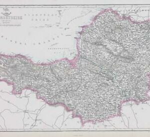 1863 Large Antique Map SOMERSETSHIRE by Edward Weller (DA104)