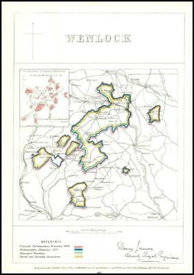 1868 Shropshire Boundary Commission Ordnance MAP PLAN of WENLOCK (BC179)