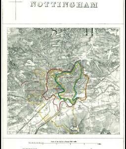 1868 Nottinghamshire Boundary Commission Ordnance MAP of NOTTINGHAM (BC124)