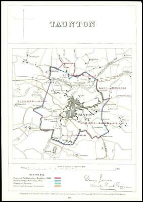1868 Somerset Boundary Commission Ordnance MAP PLAN of TAUNTON (BC163)