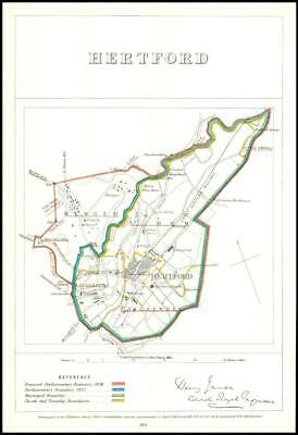 1868 Hertfordshire Boundary Commission Ordnance MAP PLAN of HERTFORD (BC75)