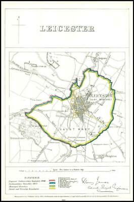1868 Leicestershire Boundary Commission Ordnance MAP PLAN of LEICESTER (BC90)