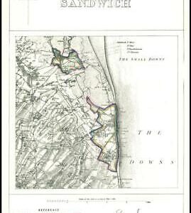 1868 Kent Boundary Commission Ordnance MAP PLAN of SANDWICH (BC145)