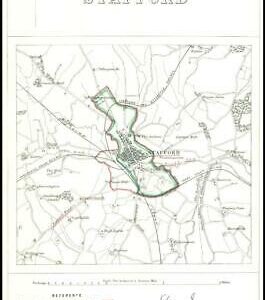 1868 Staffordshire Boundary Commission Ordnance MAP PLAN of STAFFORD (BC154)