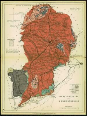 1904 Original Antique Colour Map of HEREFORDSHIRE MONMOUTHSHIRE Geological (35)