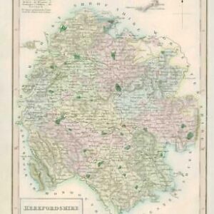 1833 Original Antique Colour Map of HEREFORDSHIRE by Chapman & Hall (CH)