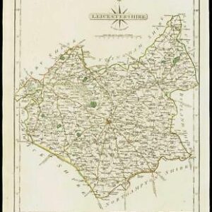 1793 Original Antique MAP of 'LEICESTERSHIRE' by John Cary Outline Colour (23)