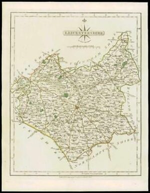 1793 Original Antique MAP of 'LEICESTERSHIRE' by John Cary Outline Colour (23)