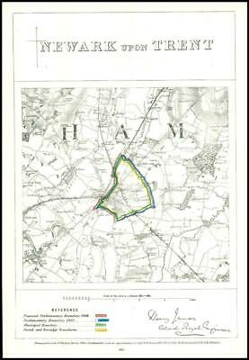 1868 Nottinghamshire Boundary Commission Ordnance MAP NEWARK UPON TRENT (BC116)
