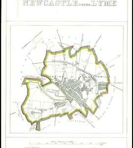 1868 Staffordshire Boundary Commission Ordnance MAP NEWCASTLE UNDER LYME (BC117)