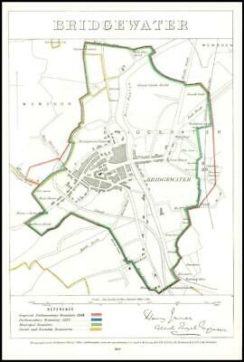 1868 Somerset Boundary Commission Ordnance MAP PLAN of BRIDGEWATER (BC20)