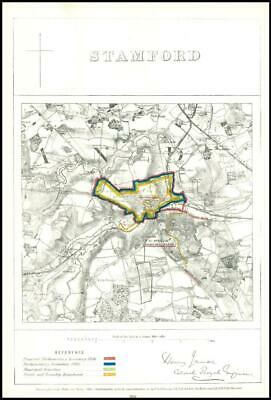 1868 Lincolnshire Boundary Commission Ordnance MAP PLAN of STAMFORD (BC156)